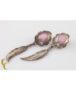 925 Sterling Silver &amp; Malachite Dangle Leaf Earrings - €97,44 EUR