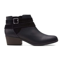 Clarks Womens 8.5 M Black Suede Buckle Ankle Booties NIB XR4 - £24.21 GBP