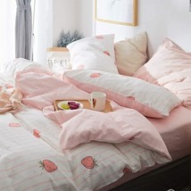 Cotton Plaid Fitted Sheet Queen Pink Grid Bedding Sheet Full Kids Girls Fitted S - £37.73 GBP