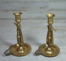 Vintage Pair of Brass Candle Holders Rotating Swivel Nautical Ship Chamberstick - £15.18 GBP