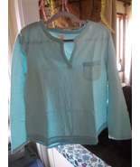 Nice Liz Claiborne Turquoise stripe top. Size Large - £11.99 GBP