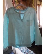 Nice Liz Claiborne Turquoise stripe top. Size Large. SHIPS FREE - $15.00