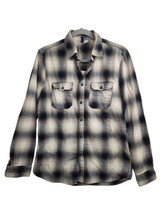 Divided By H&amp;M Mens Medium Long Sleeve Button Up Blue Tan Plaid Cotton S... - £10.79 GBP