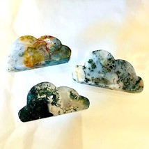 Moss Agate Crystal Clouds Set of 3 Carved - £16.25 GBP