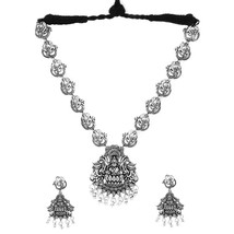Traditional Silver Oxidised Jewellery Necklace Set for Women Oxidized Temple - £20.43 GBP