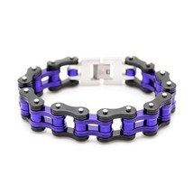 STAINLESS STEEL BIKE CHAIN BRACELET 8.5" Purple Black Solid Bicycle Moto... - $7.95 STAINLESS STEEL BIKE CHAIN BRACELET 8.5" Purple Black Solid Bicycle Moto... - $7.95