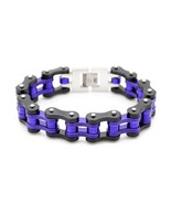 STAINLESS STEEL BIKE CHAIN BRACELET 8.5&quot; Purple Black Solid Bicycle Moto... - €6,90 EUR