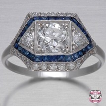 3.21ct Vintage Art Deco Blue &amp; White Sapphire 925 Silver Engagement Ring - £89.81 GBP