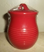 Handmade Red Color Ribbed Ceramic Pottery Storage Container Canister - $14.99
