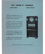 Rowe Super 8 Console Cigarette Vending Machine Flyer 1953 Promo Art 8.5&quot;... - £28.07 GBP