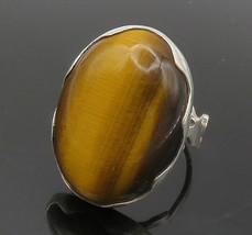 925 Sterling Silver - Vintage Tiger&#39;s Eye Oval Cocktail Ring Sz 7.5 - RG15205 - £35.00 GBP
