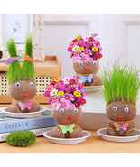 Room Decor Mini Grass Head Doll Small Potted Plant Watering Green Plants... - £15.00 GBP