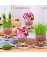 Room Decor Mini Grass Head Doll Small Potted Plant Watering Green Plants... - $26.05 CAD