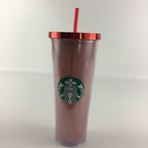 Starbucks Christmas 2014 Glitter Cold Cup Red Metallic Screw On Lid Stra... - £39.35 GBP