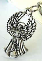 Bob Sieman Solid Pewter Guardian Angel Keyring New on Card 2&quot; USA - £15.28 GBP