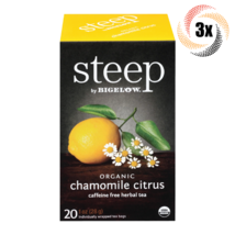 3x Boxes Steep Bigelow Chamomile Citrus Herbal Tea | 20 Bags Each | 1oz - £16.90 GBP