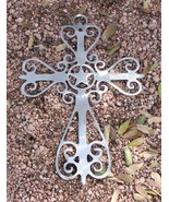 Western Ornamental Cross Metal Wall Art Decor Silver 13 1/2&quot; x 9 1/2&quot; - $28.48