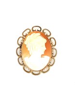 Vintage Sign 12k Gold Filled Carved Shell Victorian Female Cameo Pendant... - $54.45