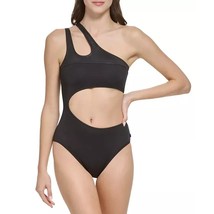 Calvin Klein One Shoulder Cutout One Piece Swimsuit Size XL Black New Monokini - £49.52 GBP