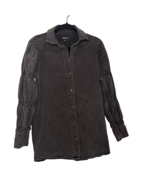 Missguided Denim Shirt Dress with Puff Sleeves in Black Womens Size 0 - $49.23 CAD