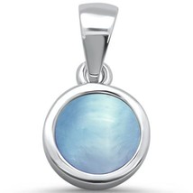Sterling Silver Round Natural Larimar Pendant - £24.04 GBP