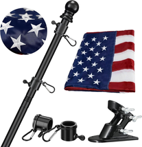 Flag Pole for House with American Flag-Black Flagpoles Residential Kit w... - £24.77 GBP