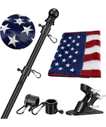 Flag Pole for House with American Flag-Black Flagpoles Residential Kit w... - £24.51 GBP