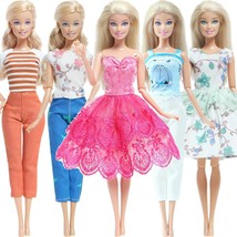 5 Set Casual Wear With Colorful Gown Clothes And Accessories for Barbie Doll - £9.91 GBP