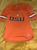 New Property of OSU Womens Orange Tee Small V-Neck Short Sleeve Russell - £11.31 GBP