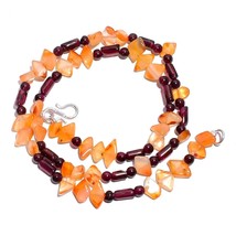 Natural Carnelian Garnet Gemstone Mix Shape Smooth Beads Necklace 17&quot; UB-4884 - £7.73 GBP