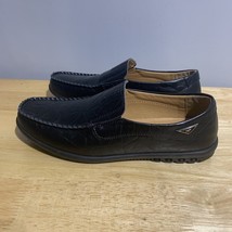 Go Tour Men’s Shoes Size 9.5M Black Leather Slip On Driving Loafers A Fe... - $22.58