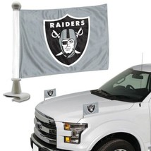 Las Vegas Raiders NFL Ambassador Car Flags Hood Trunk Set of 2 - £8.84 GBP