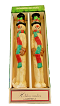 Candle Sticks Christmas Taper Russ Berrie &amp; Co Pair of Vintage Snowman 9.5&quot; Box - £10.98 GBP