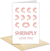 Funny Say Love You Card Pun Shrimply Love You Greeting Card Cute Valentine&#39;s Day - £15.48 GBP