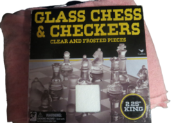 Cardinal Games Glass Chess And Checker Set Clear Frosted Complete W/9&quot; Board - £15.73 GBP