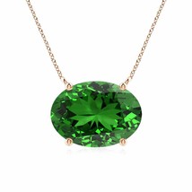 ANGARA Lab-Grown East-West Oval Emerald Pendant in 14K Gold (14x10mm,7.25 Ct) - £2,163.54 GBP
