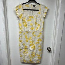 Ann Taylor Womens White Yellow Floral Sheath Dress Size 2 Professional C... - £22.12 GBP