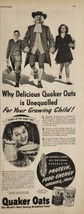 1947 Print Ad Quaker Oats Breakfast Unequaled For Your Growing Child  - $15.28