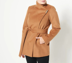 Dennis Basso Short Wrap Wool Jacket- CAMEL, REGULAR 8 - £24.59 GBP