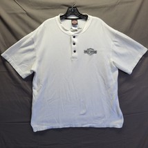 Harley Davidson of Williamsport, MD White Ribbed 1/4 Button L Short Slee... - £17.13 GBP