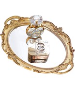 Mukily Mirrored Tray,Decorative Mirror For Perfume Organizer Jewelry, Gold - £32.84 GBP