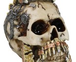 Military War Steampunk Skull With Rifle Bullets Mohawk And Dragon Figurine - $25.99