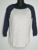 J CREW Knit White Blue Colorblock Light Weight Sweater Shirt Top XXS 3/4... - £11.73 GBP