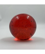 Paperweight Vintage Glass Apple Red Globe Controlled Bubbles Bullicante 3” - $23.36