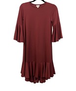 LuLaRoe XXS Maurine Dress Bell Ruffle Sleeve High Low Swing X-Small Crew... - $9.42 CAD