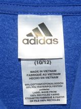 Adidas Bright Blue White Medium 10-12 Pullover Hoodie with Front Pocket image 4