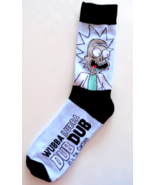 NEW 1 PAIR RICK AND MORTY WUBBA LUBBA DUB DUB SOCKS BLACK &amp; BLUE SHOE SI... - £9.68 GBP