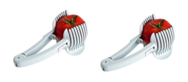 2 Pack Multifunctional Handheld Tomato Lemon Slicer Holder Kitchen Cutting Tool - £7.93 GBP