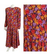 Vintage 70s Neiman Marcus Floral Prairie Cottage Core 100% Silk Dress Sz... - £76.87 GBP