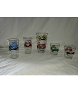 Vintage Set of 5 Antique Cars Barware Pint Tumbler Lowball Glasses  - £19.57 GBP